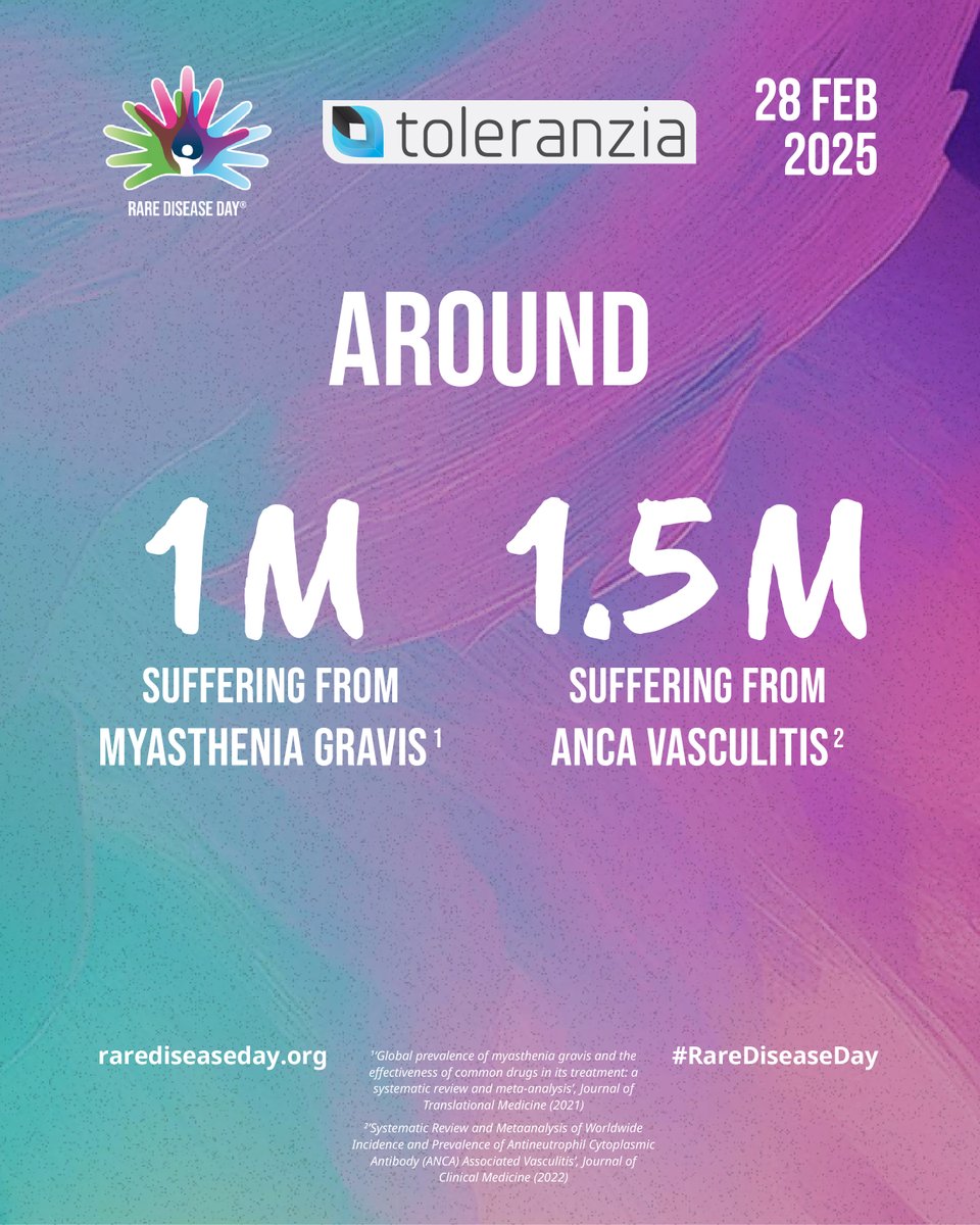 Today, 28 February, is the rarest day of the year for the rarest among us. Toleranzia is pioneering a new era in developing disease-specific and safe therapies for the autoimmune rare diseases #MyastheniaGravis &amp; #ANCAVasculitis 
#TOL2 #RareDiseaseDay #RareButNotAlone