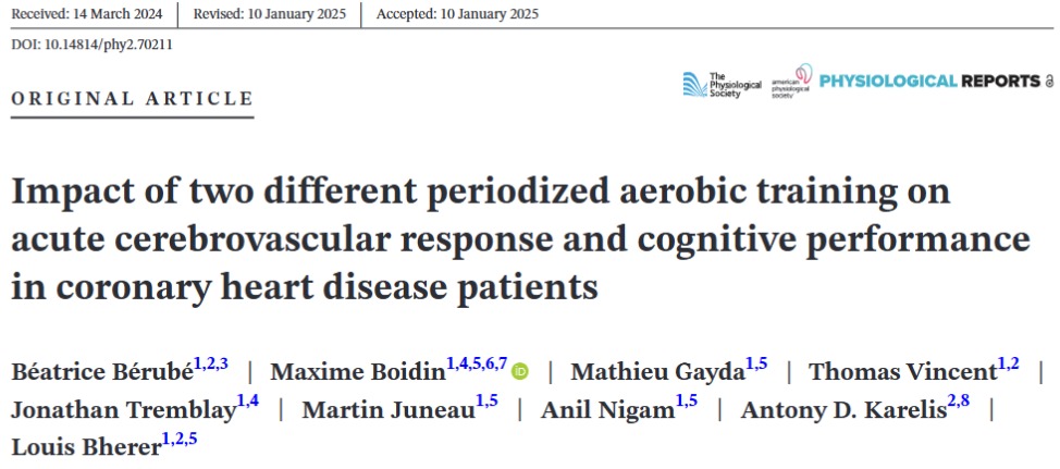 Another article where we demonstrated that exercise training improved cognition during an acute aerobic exercise in individuals with coronary artery disease
<a href="/McrInstSport/">Manchester Met Institute of Sport</a>