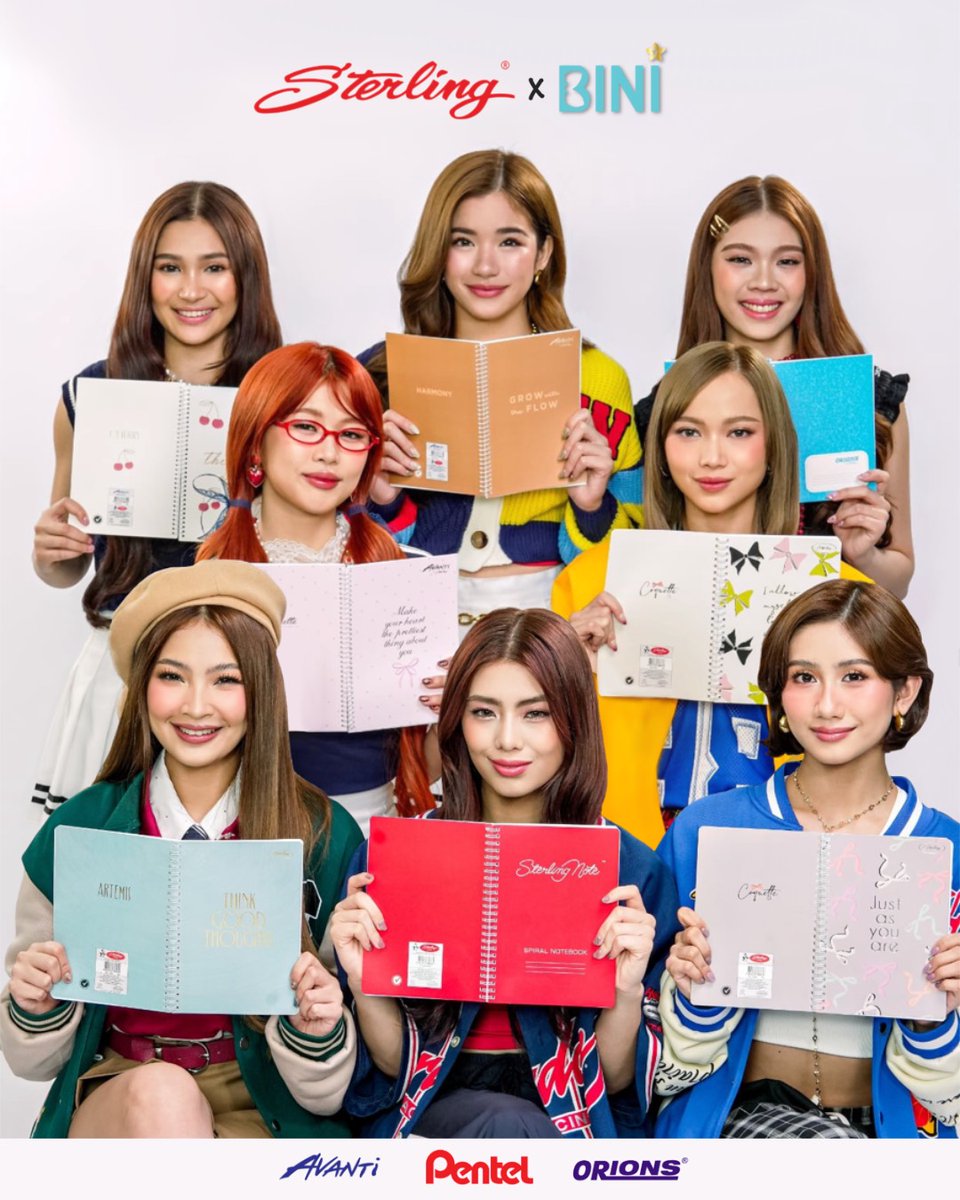 Na Na Nandito na sila! Your favorite girl group, BINI is the new endorser of the stationery brands Sterling, Avanti, Orions, and Pentel! 🌸📒🖊️
Stay tuned on our social media accounts for surprises you won’t want to miss! 🤭📘🪪
#SterlingxBINI #BINIxSterling