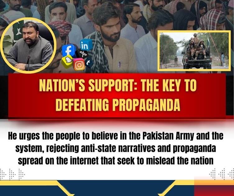Dukhtar__KPK's tweet image. Nation’s Support: The Key to Defeating Propaganda
He urges the people to believe in the Pakistan Army and the system, rejecting anti-state narratives and 
 
@UNICEF
@HumairaBaloch15
#Balochistan
#StrengthInUnity
#SecurityForStability
#BalochistanSecurity