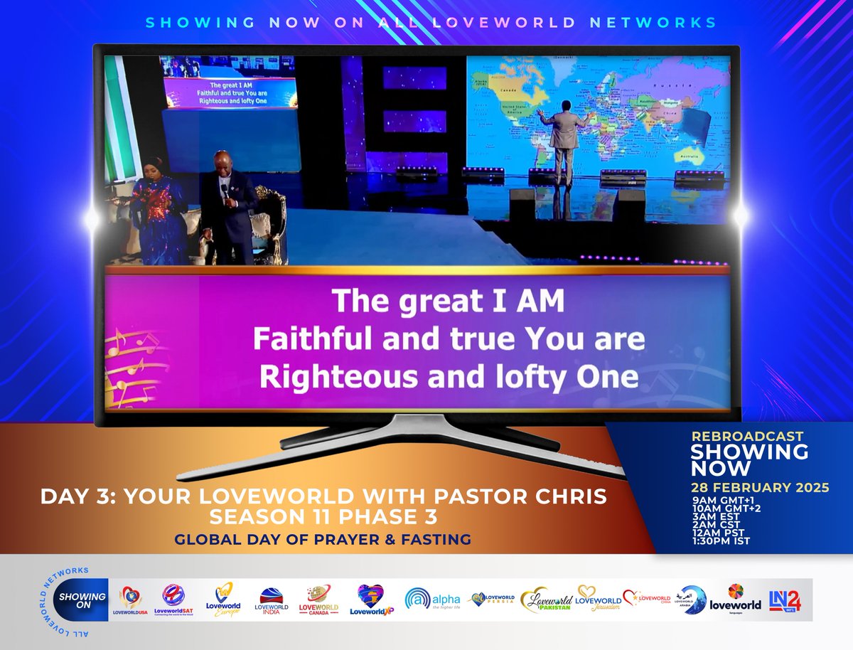 lwsat's tweet photo. 🌍 Relive the Grand Finale of the Global Prayer and Fasting with Pastor Chris! 🙏

👉 Watch now on: https://t.co/p1obFEclJC

#GlobalPrayerAndFasting #PastorChris #GrandFinale #DivineMove #WatchLive #SpiritualAwakening  #GloryToGod #LoveWorldSAT #FaithInAction #PastorChrisLive https://t.co/IFQgH28i3e