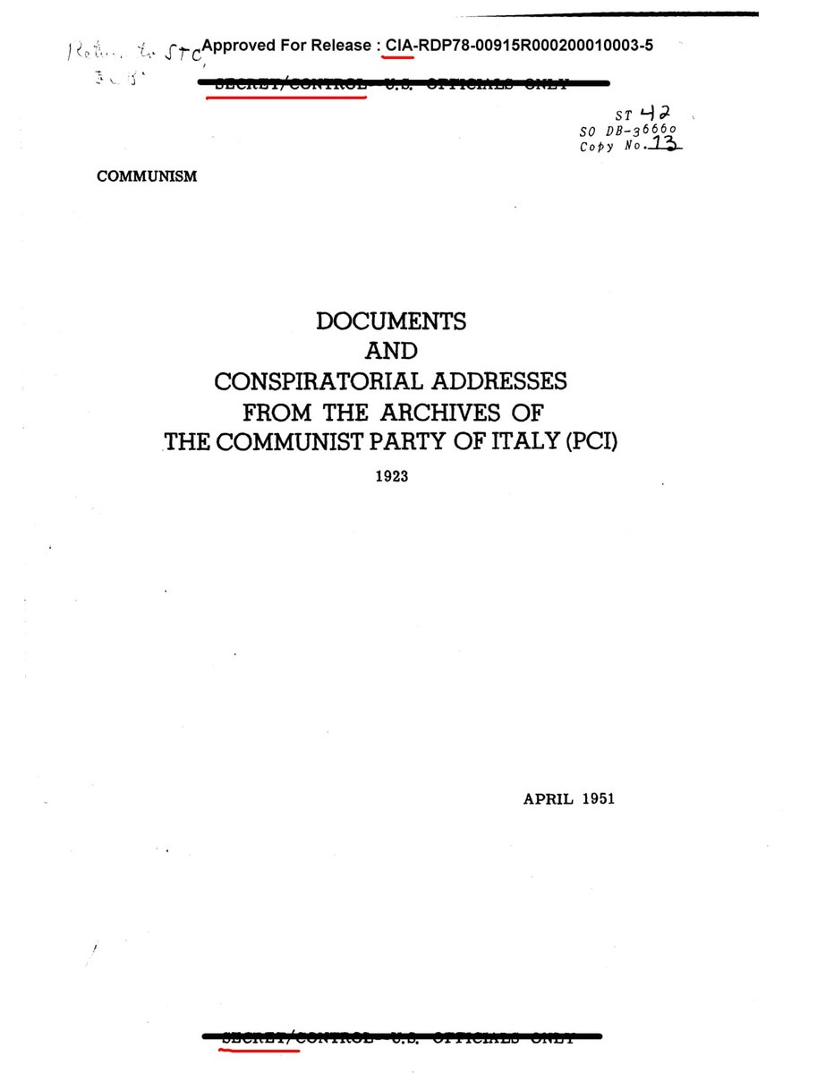 Wikileaks_Ita's tweet photo. Il #Comintern🟥stava organizzando un apparato clandestino stile #Gladio nel 1923 , che coinvolgeva membri importanti del partito, lo rivela l'archivio #PCI scoperto nel 1927 dalla Questura di #Milano e in possesso della #CIA dal 1951 #SECRET
https://t.co/qFllZZKx1g https://t.co/mZZ9anrkx1