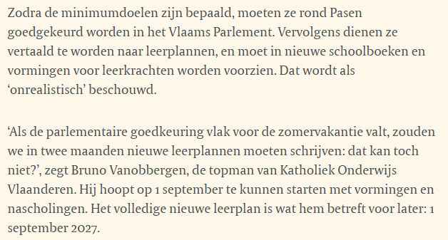 De onverantwoordelijkheid van bepaalde partijen in het onderwijsdebat...
Het huis staat in brand. We weten dat al minstens tien jaar. Laat ons binnen een tweetal jaar beginnen blussen.

tijd.be/politiek-econo…