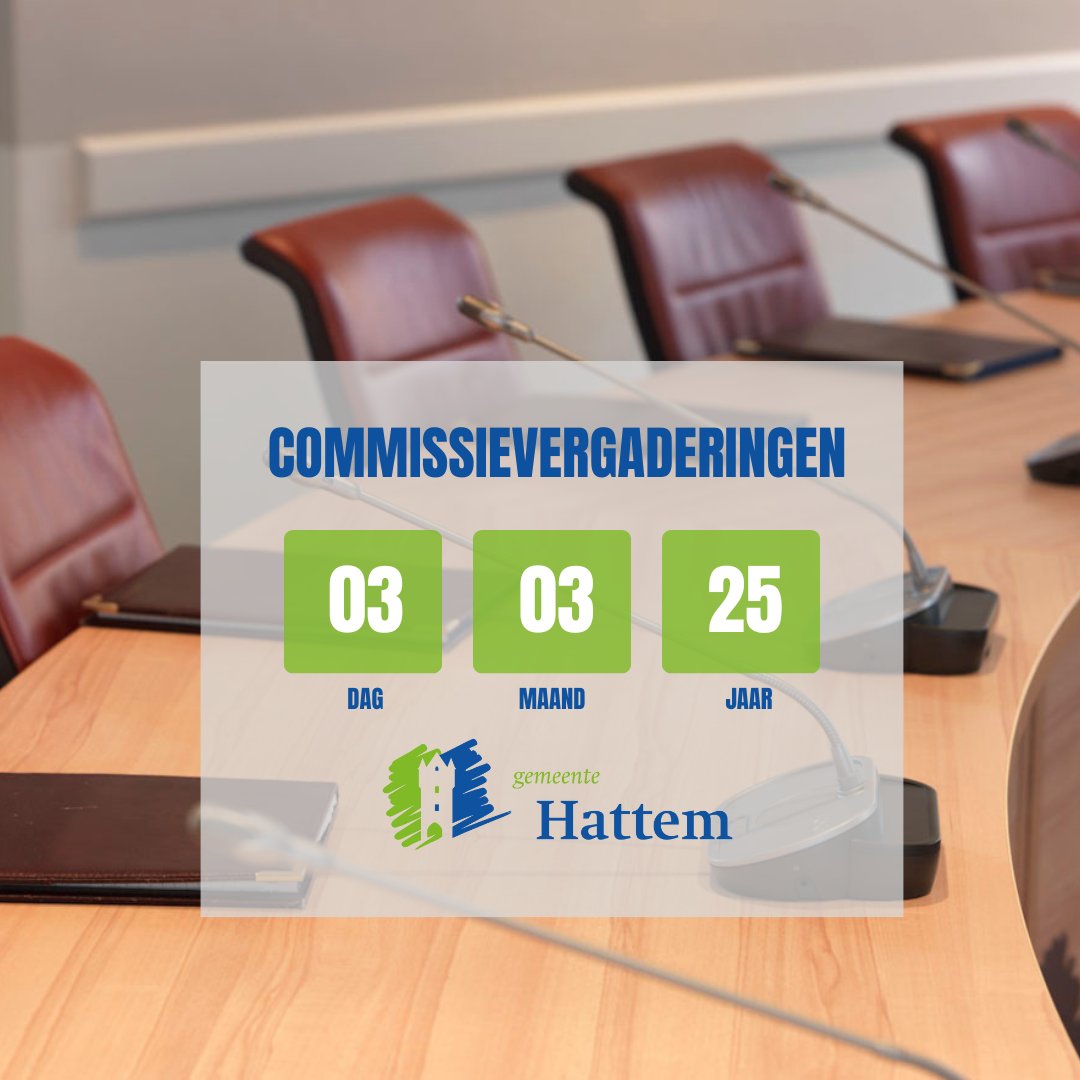 📅 Aankondiging commissievergaderingen
De commissievergaderingen vinden plaats op 03 maart 2025 vanaf 20:00 uur.
📍 Locatie: Stadhuis. De commissie S&amp;B is live te volgen via onze website of RTV Hattem.
🔹 Agenda en documenten: raad.hattem.nl