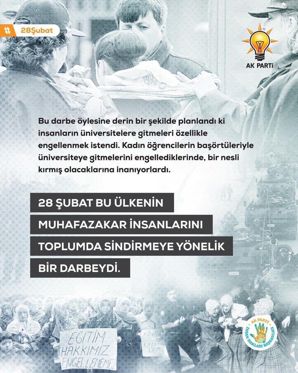 28 Şubat’ın 28’inci yılı!
28 Şubat başına ne sıfat getirilirse getirilsin, amasız fakatsız, düpedüz bir darbedir. Millet iradesine silah çekilmiştir. Seçilmiş hükümet süreç içinde silahların gölgesi altında görevinden el çektirilmiştir. Sözde irtica bahanesiyle bu ülkenin öz