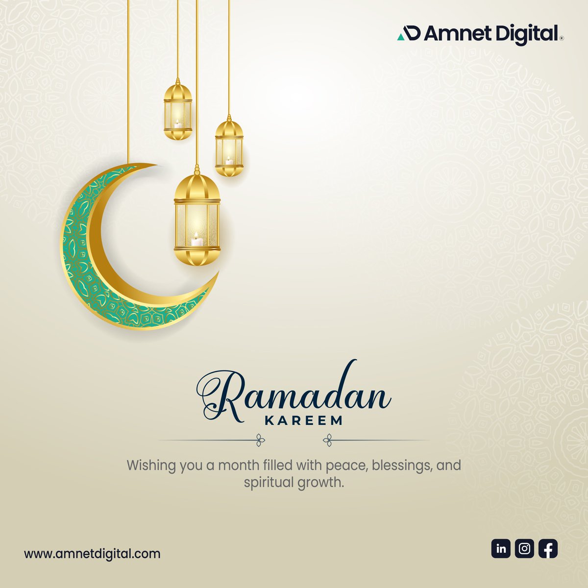 Wishing everyone peace, prosperity, and endless blessings this Ramadan Kareem. 🌙

#RamadanKareem #RamadanMubarak #PeaceAndProsperity #AmnetDigital