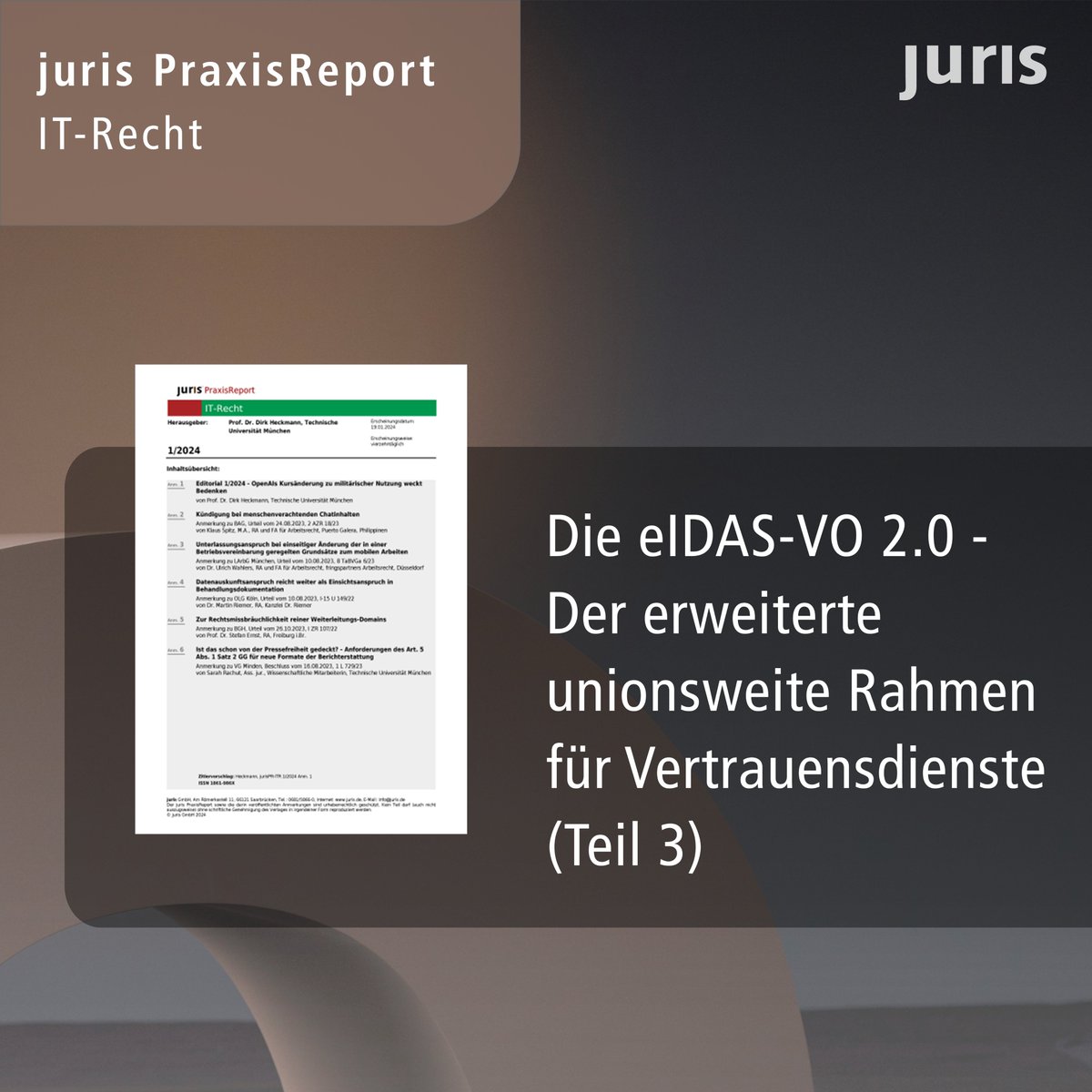DasRechtsportal's tweet image. Die #eIDAS-VO 2.0 - Der erweiterte unionsweite Rahmen für Vertrauensdienste (Teil 3) – im juris PraxisReport IT-Recht 4/2025, Anm. 2, von Katharina Göttler, Ass. jur., Wissenschaftliche Mitarbeiterin

Volltext: ✅ ow.ly/r3t950V86MP
1/5