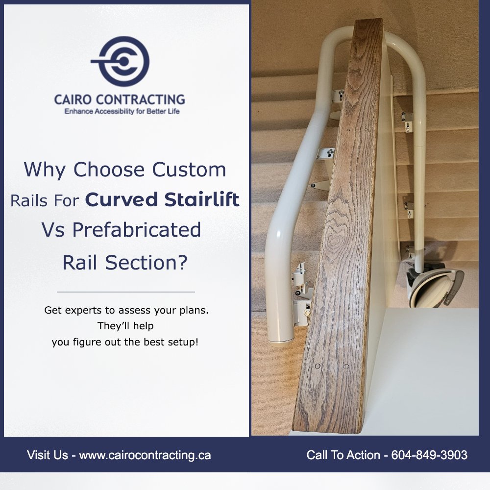 CairoContractng's tweet image. Custom Rails = Perfect Fit!  Forget about those clunky prefab sections that just don’t vibe with your stairs. Custom rails are designed specifically for your space, ensuring a smooth ride and a sleek look. t.ly/RF3Lo
#CairoContractingLtd #curvedstairlift #customrails
