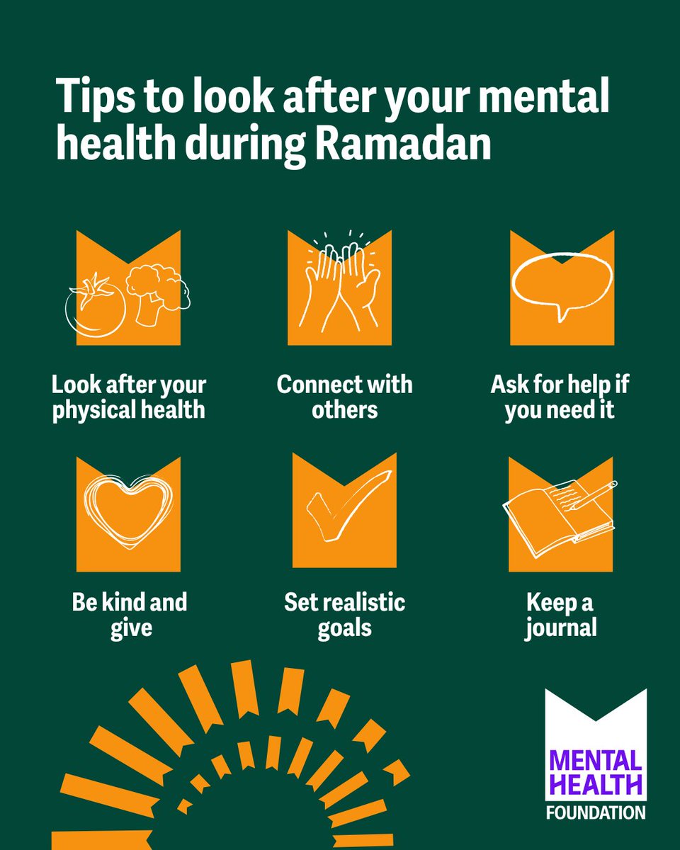 Ramadan Mubarak 💜 Here are some ways to look after your mental health while observing the holy month of #Ramadan: bit.ly/434VTHW