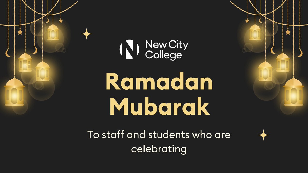 New City College extends warm wishes to our staff and students observing Ramadan! 🌙

Ramadan is a holy month in the Islamic calendar, marked by fasting from dawn till sunset, prayer, reflection, and acts of charity. Ramadan Mubarak! 🌙✨ 

#Ramadan #NewCityCollege