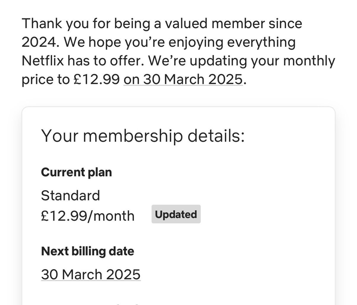 Is this some kind of disgusting joke #netflix 😕thank you for being a ‘valued member’ .. time to unsubscribe 💔