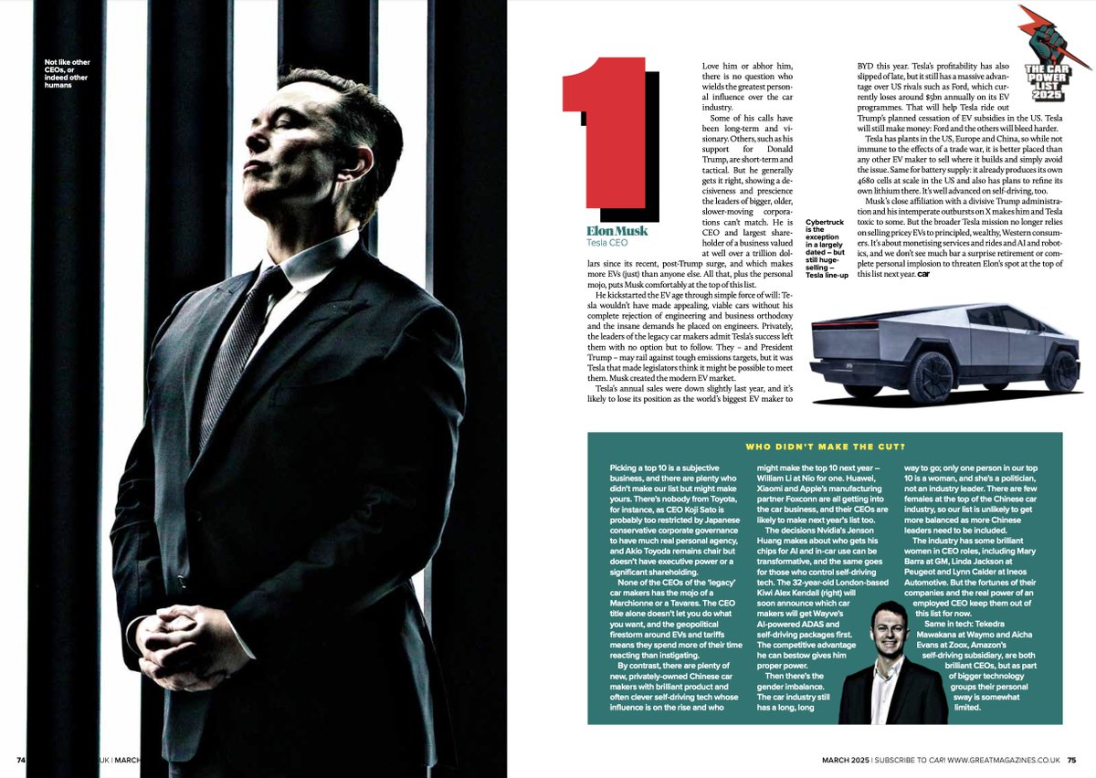 Excited to see our CEO <a href="/alexgkendall/">Alex Kendall</a> receive an honourable mention in this year's CAR power list 2025.
We've got a big year ahead... let's see where we land in the next issue! 👀
<a href="/CARmagazine/">CAR magazine</a> <a href="/thebenoliver/">Ben Oliver</a>