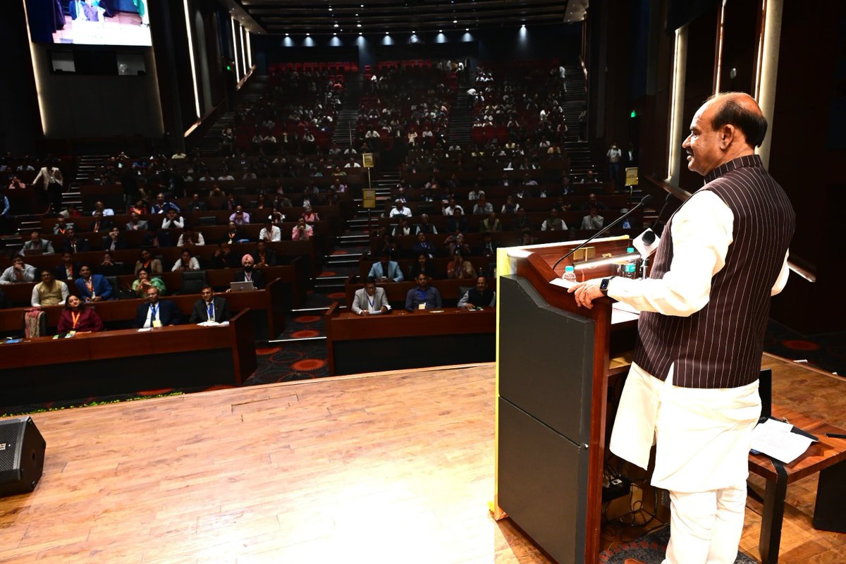 loksabhaspeaker's tweet photo. Lok Sabha Speaker Shri @ombirlakota addressed at the inaugural session of a two-day symposium on 'Adoption to Changing landscape: My Viksit Bharat - 2047' organised by The Institute of Cost Accountants of India (ICMAI) in Delhi. https://t.co/DwQoK6N97F