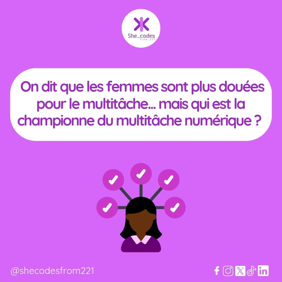 Partagez votre expérience la plus drôle de multitâche numérique en commentaire ! 😂  

Par exemple : "J'ai réussi à répondre à un email, faire une vidéoconférence et préparer le dîner, tout en jonglant avec un bébé sur les genoux !"

#shecodesfrom221 #multitâches #drôle