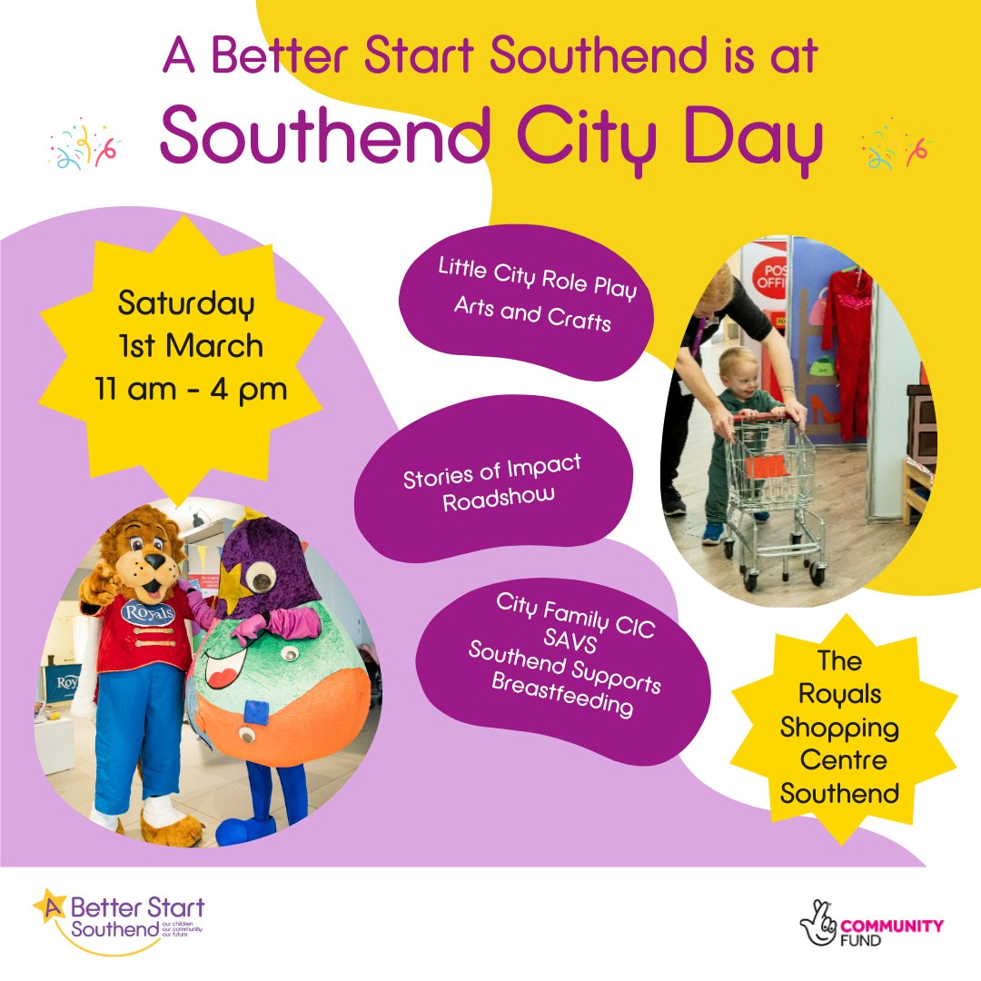 Join the ABSS team at #SouthendCityDay tomorrow at The Royals Shopping Centre! Highlights include the #ABSSStoriesofImpact exhibition, Southend Supports Breastfeeding, <a href="/savs_southend/">SAVS</a>, #CityFamilyYourFamily and Little City role play. <a href="/SouthendCityC/">Southend-on-Sea City Council</a>