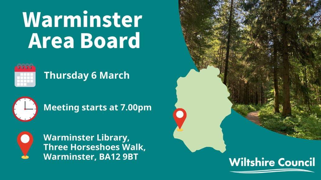 Warminster Area Board Meeting on Thursday 6th March at 7pm!

Join residents, councillors and community partners. Discuss and hear updates as well as hearing about local priorities &amp; grant funding. 

Find out more 👉 orlo.uk/Warminster_Are…