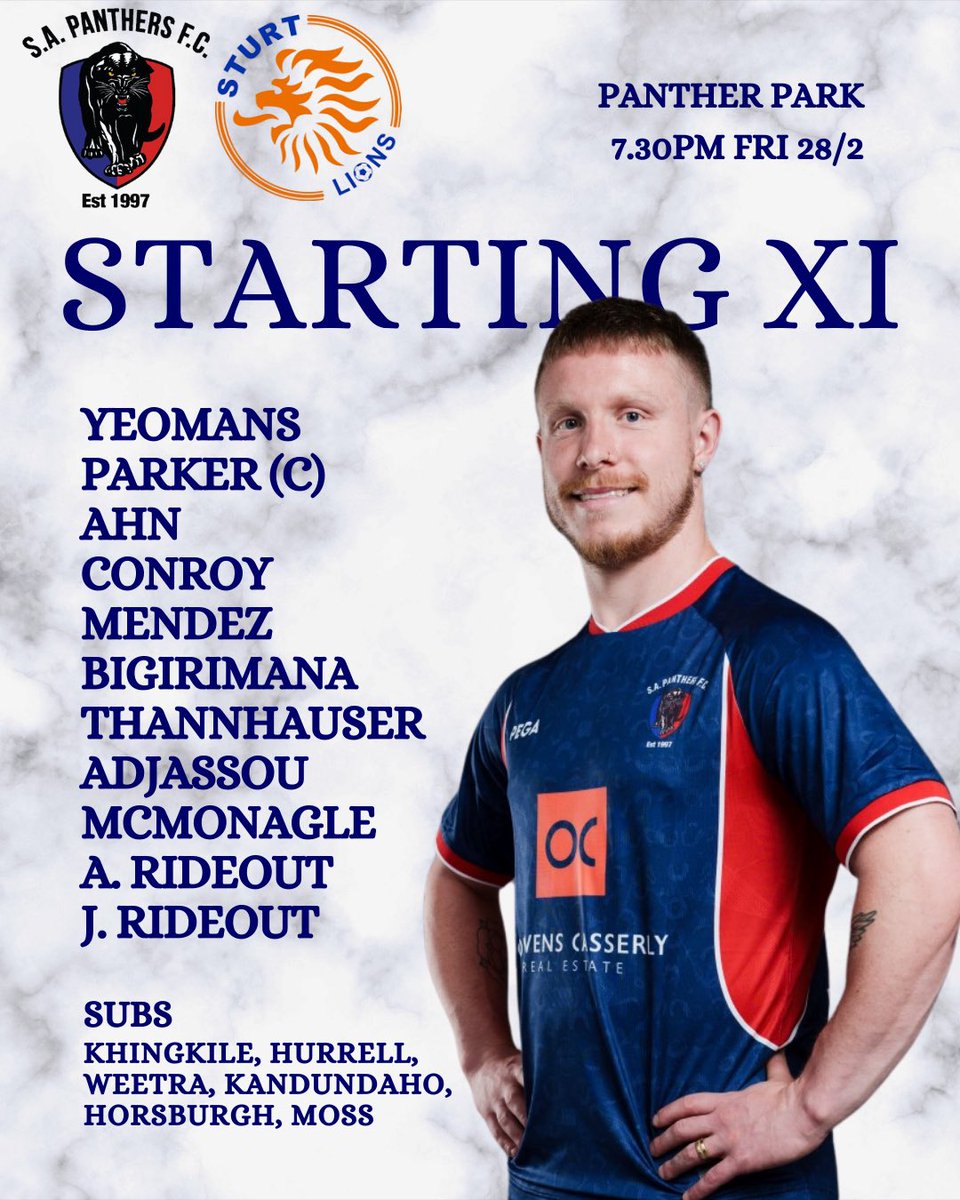 SA_PanthersFC's tweet photo. Here is your starting line up for our first home game of the season against @SturtLions https://t.co/i4Gtjy8gOt