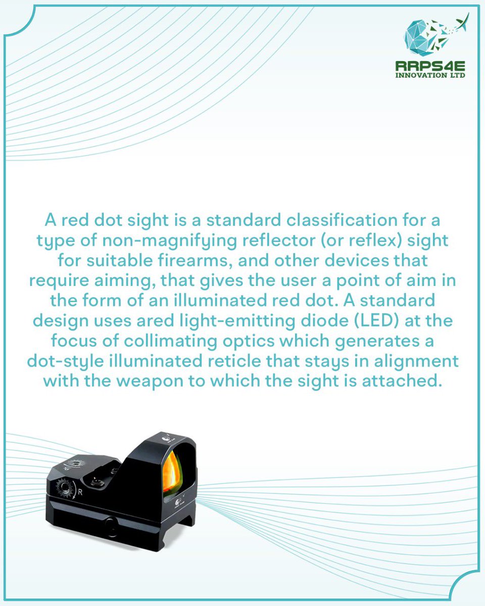 RRPS4E's tweet image. Enhance your accuracy with Red Dot Sight Devices! 

These non-magnifying reflex sights provide a precise aiming point, improving speed and target acquisition.

Swipe to learn more!

#RedDotSight #PrecisionAiming #TacticalGear #TechInnovation #ReflexSight #RRPS4E