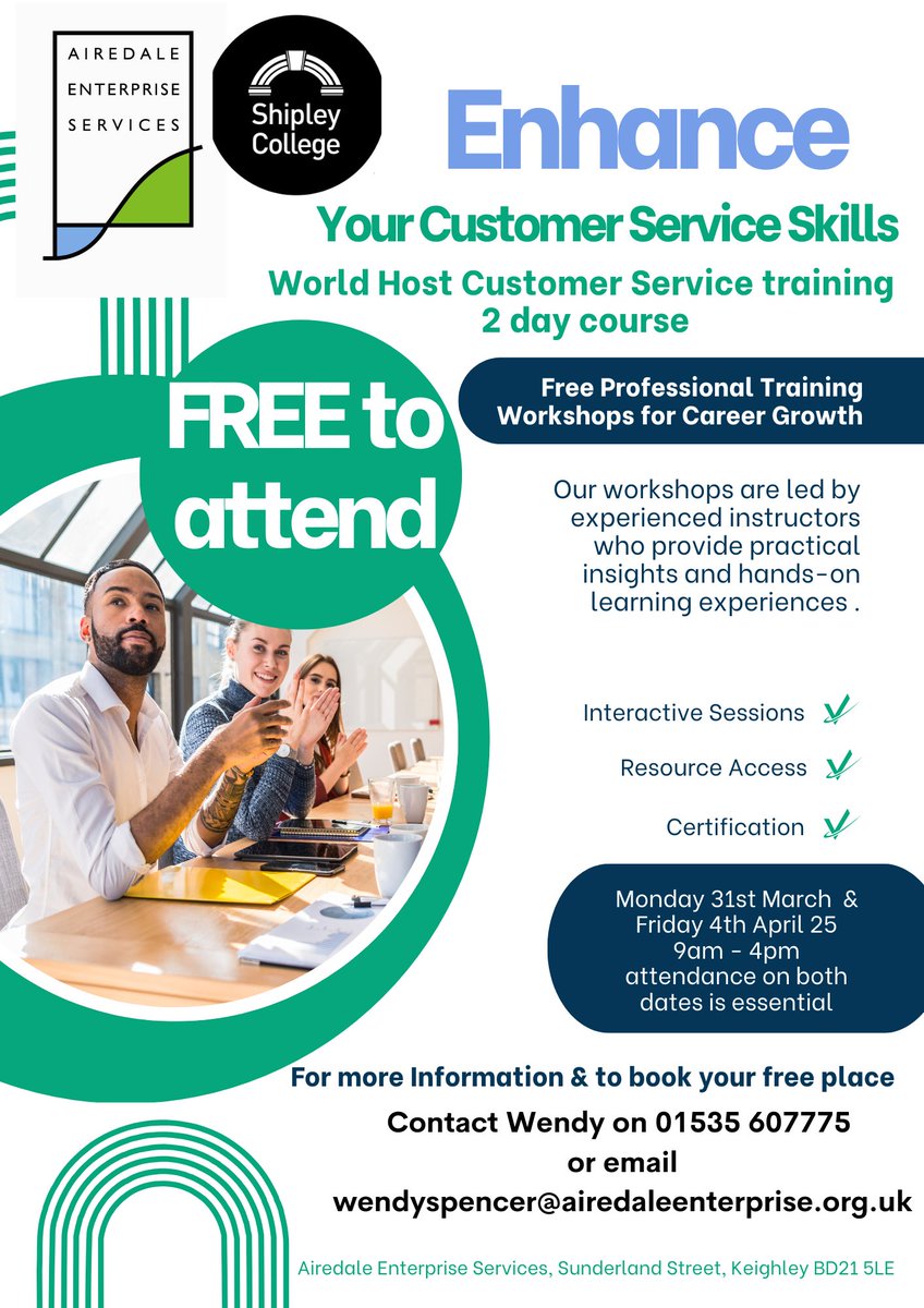 FREE FREE FREE Customer Service fully accredited training (must be over the age of 19 to attend), A fantastic opportunity for anybody in a customer facing role or anybody looking to work in Customer services #retail #tourism #leisure #pubsuk #manufacturing #education #finance