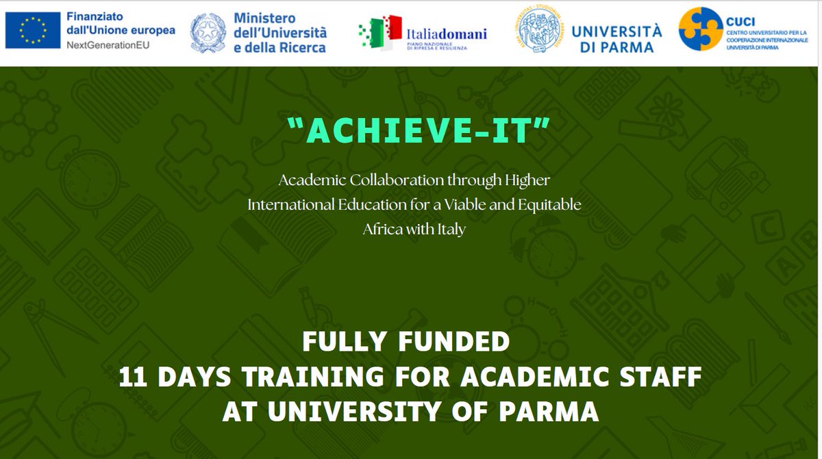 School of Advanced Studies on Food and Nutrition (@3san_unipr) on Twitter photo In the context of the ACHIEVE-IT programme, the School will organise an advanced training course on food security:
"Food System Challenges to Achieve Food Security in Africa"
advancedstudies.unipr.it/en/network/cou…
#achieveit #foodsecurity #africa #parma #unipr <a href="/unipr/">Università di Parma</a> #3san In the context of the ACHIEVE-IT programme, the School will organise an advanced training course on food security:
"Food System Challenges to Achieve Food Security in Africa"
advancedstudies.unipr.it/en/network/cou…
#achieveit #foodsecurity #africa #parma #unipr <a href="/unipr/">Università di Parma</a> #3san