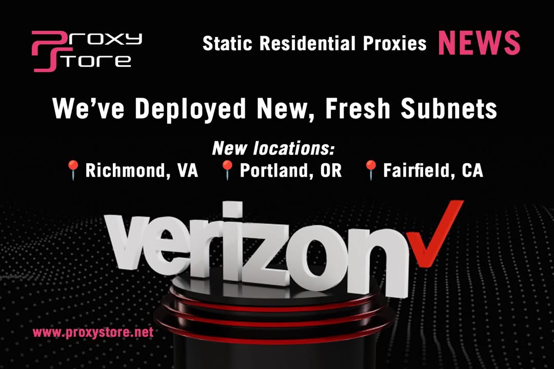 proxystorenet's tweet image. 🔹 Big Upgrade: Better Static Residential Proxies! 🔹

We’ve expanded our static residential proxy network! New added subnets and fresh locations!

New Coverage Areas:
🌍 Richmond, VA
🌍 Portland, OR
🌍 Fairfield, CA

Visit proxystore.net to get started today!​ #proxy