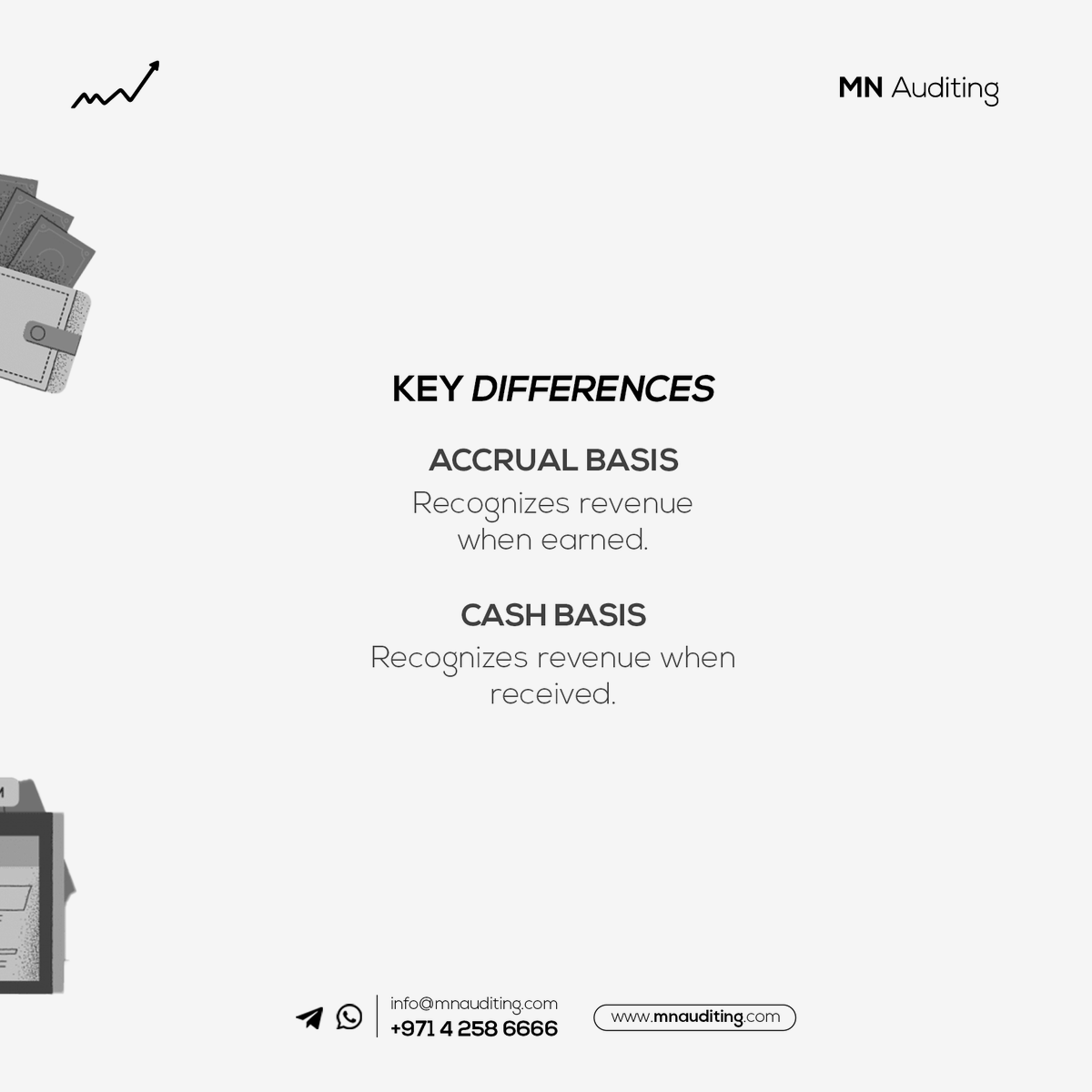 MNAuditing's tweet photo. Accrual vs. Cash Basis Accounting
.
.
Which method does your business use? Comment below!

Visit Our Website ⬇️
https://t.co/N7sUp6DwXX

contact us
📞 +971 4 258 6666
📧 info@mnauditing.com
#AccrualAccounting #cashbasisaccounting #AccountingServices #accounting https://t.co/UulCxPd8Ct