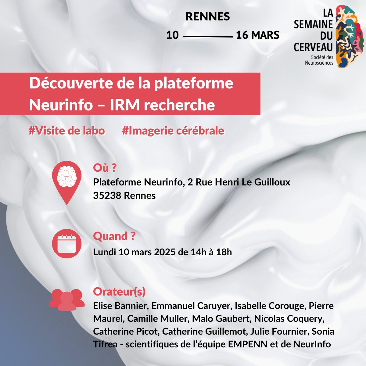 Comme chaque année, un groupe de scolaires aura l'opportunité de visiter la plateforme Neurinfo qui accompagne les scientifiques qui mènent des projets de recherche en neurosciences, en imagerie ou en traitement d’images cérébrales. #SDC2025 🧠