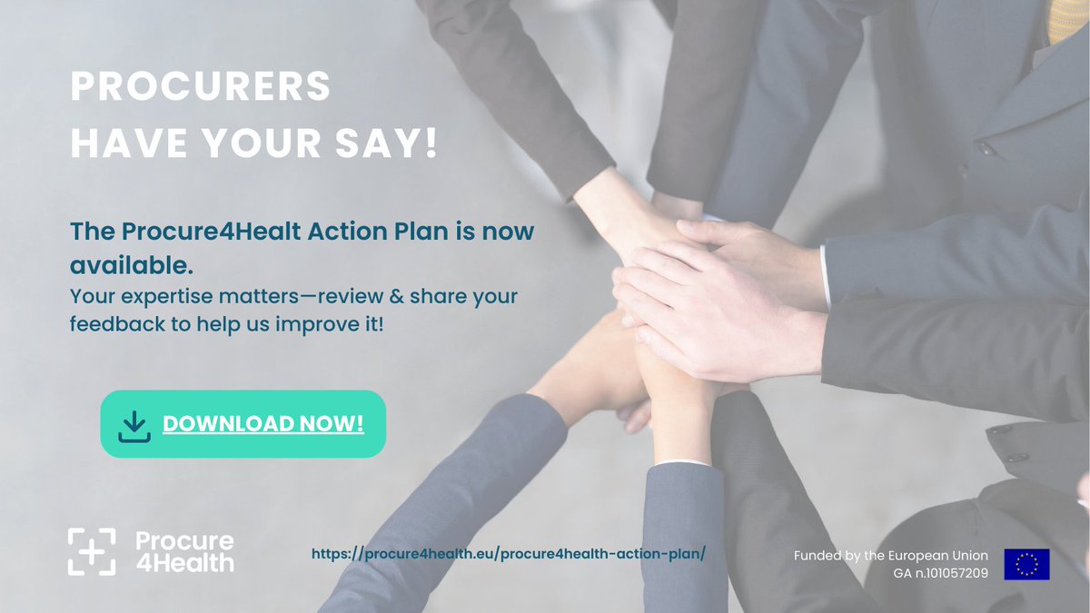 ⚡ The Procure4Health Action Plan is your roadmap to innovation in procurement!

🏥💡 Designed for decision-makers—from hospitals to community care centers—to drive impactful change.

  📥 Join our P4H community &amp; download: bit.ly/42Hr26c