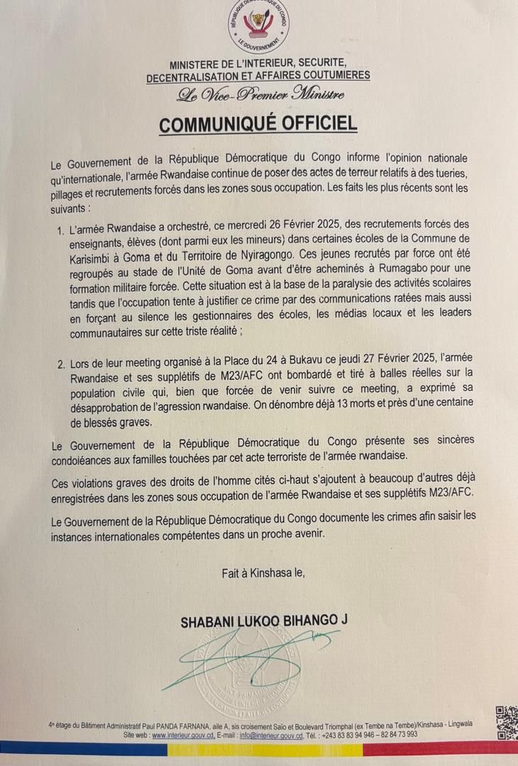 ChiefSam243's tweet photo. #Pillages
#tueries
#massacres
#recrutement forcé
#viols
#tortures

Les pratiques de l’armée rwandaise avec le M23/AFC sur le sol congolais au NORD ET SUD KIVU.

Le Gouvernement congolais condamne et accuse le Rwanda d’installer la terreur au sein de la population. @UN_HRC @USAmbDRC @eu_eeas @EU_Commission @AmnistieCA @AmnistiaOnline @hrw_espanol @UNICEF @ONU_fr
