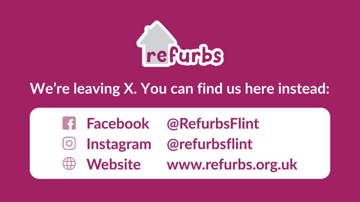 RefurbsFlint's tweet image. We&apos;re leaving X 👋

Here&apos;s where you can find us instead ⏬