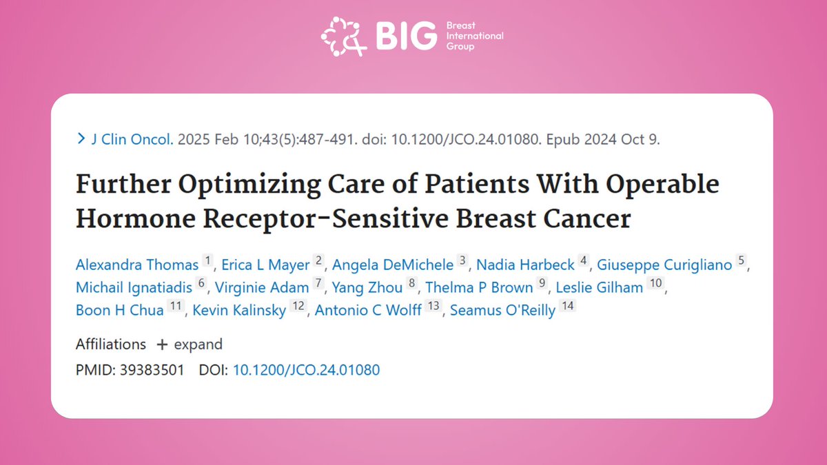Breast International Group (@bigxresearch) on Twitter photo Under #BIG-NCTN collaboration, the Node-Positive Luminal Disease Working Group has released a new publication at <a href="/JCO_ASCO/">Journal of Clinical Oncology</a>. Thank you to <a href="/BCRFcure/">The Breast Cancer Research Foundation</a> for their support.
Read here 👉 pubmed.ncbi.nlm.nih.gov/39383501/
<a href="/theNCI/">National Cancer Institute</a> <a href="/A_THOMASMD/">Alexandra Thomas</a> <a href="/Seamusoreilly18/">Seamus O’Reilly MD PhD</a> <a href="/OncoAlert/">OncoAlert</a> #bcsm #BIGxresearch Under #BIG-NCTN collaboration, the Node-Positive Luminal Disease Working Group has released a new publication at <a href="/JCO_ASCO/">Journal of Clinical Oncology</a>. Thank you to <a href="/BCRFcure/">The Breast Cancer Research Foundation</a> for their support.
Read here 👉 pubmed.ncbi.nlm.nih.gov/39383501/
<a href="/theNCI/">National Cancer Institute</a> <a href="/A_THOMASMD/">Alexandra Thomas</a> <a href="/Seamusoreilly18/">Seamus O’Reilly MD PhD</a> <a href="/OncoAlert/">OncoAlert</a> #bcsm #BIGxresearch