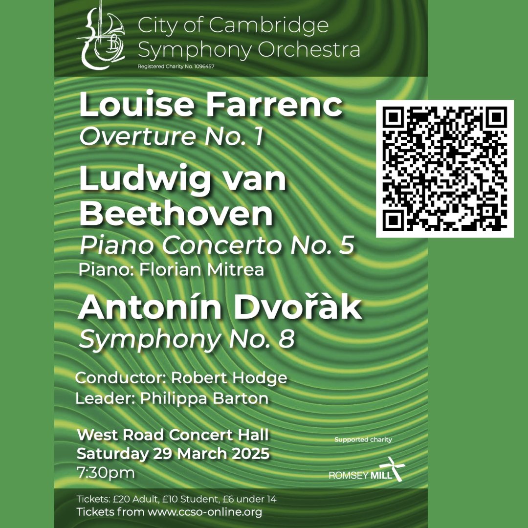Come and watch CCSO on 29 March at West Road Concert Hall, Cambridge.

Tickets available here: ticketsource.co.uk/city-of-cambri…

There is also a pre-concert lecture by Professor Jim Woodhouse - it's free but you need a ticket.

<a href="/WestRoadCH/">West Road Concert Hall</a>