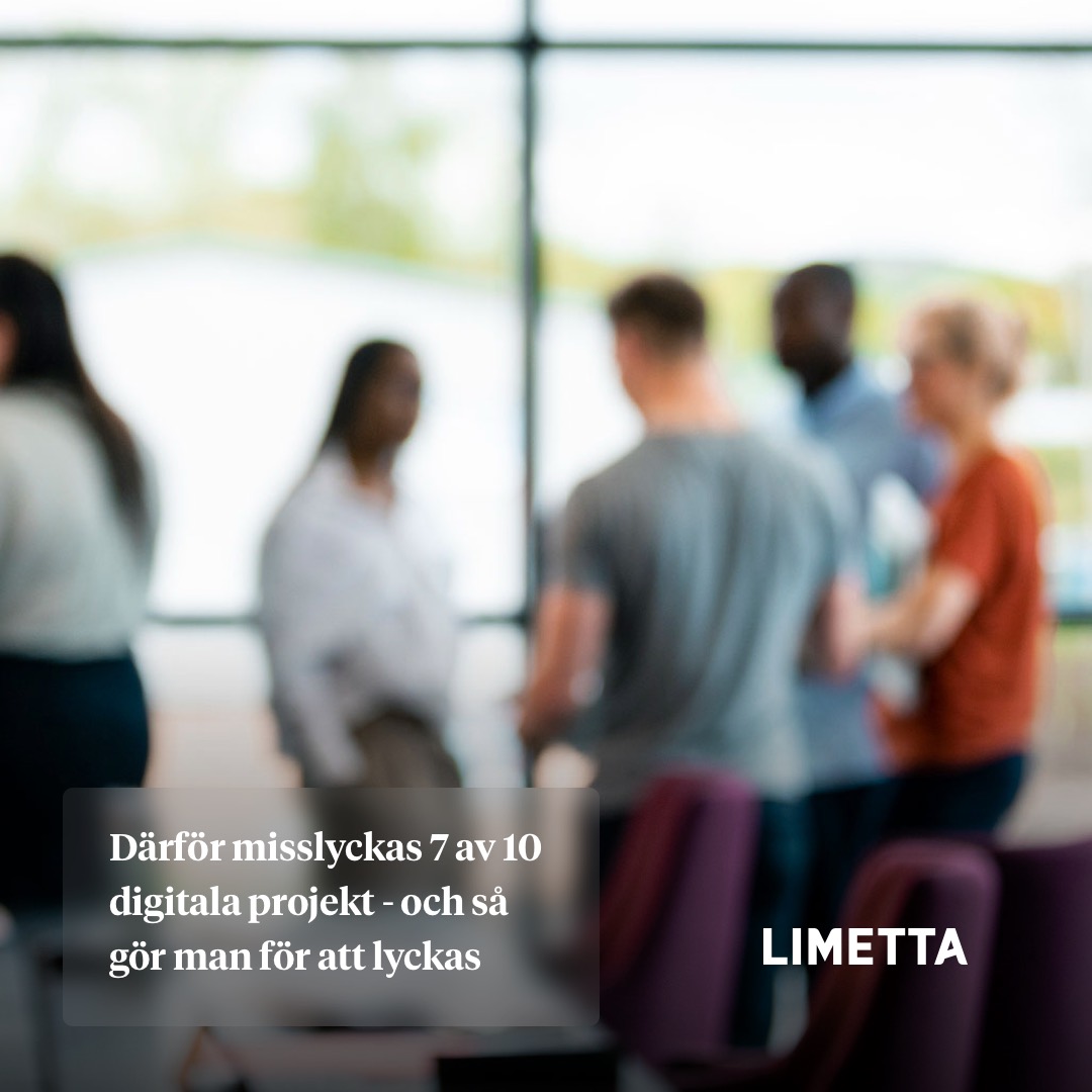 7 av 10 digitala transformationsprojekt misslyckas med att leverera utlovade resultat. Men det finns sätt att vända trenden - nyckeln ligger i rätt kompetens, tydlig styrning och moderna arbetssätt. 

Läs mer: limetta.se/tips-metoder-f…
