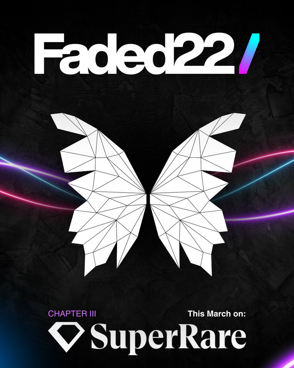 The third chapter of Faded22/ project is dropping this March on <a href="/SuperRare/">SuperRare</a> ! This new piece is generated by an algorithm that analyzes a change 🦋

Stay tuned! #NFT #SuperRare