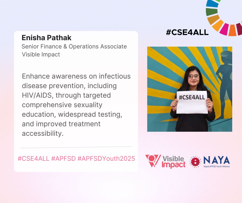 Nepal APFSD Youth Alliance (@nepalapfsd) on Twitter photo Enhance awareness on infectious disease prevention, including HIV/AIDS, through targeted CSE, widespread testing, and improved treatment accessibility.
#CSE4ALL #APFSD #APFSDYouth2025
<a href="/NEPALNPC/">National Planning Commission</a>
<a href="/MoEST_Nepal/">शिक्षा, विज्ञान तथा प्रविधि मन्त्रालय</a>
<a href="/mohpnep/">Ministry of Health & Population, Nepal</a>
<a href="/NheiccNepal/">nheicc</a>
<a href="/UNFPANepal/">UNFPA Nepal</a>
<a href="/unaids_nepal/">UNAIDS NEPAL</a>
<a href="/ARROW_Women/">ARROW</a>
<a href="/Vis_Im/">Visible Impact</a> Enhance awareness on infectious disease prevention, including HIV/AIDS, through targeted CSE, widespread testing, and improved treatment accessibility.
#CSE4ALL #APFSD #APFSDYouth2025
<a href="/NEPALNPC/">National Planning Commission</a>
<a href="/MoEST_Nepal/">शिक्षा, विज्ञान तथा प्रविधि मन्त्रालय</a>
<a href="/mohpnep/">Ministry of Health & Population, Nepal</a>
<a href="/NheiccNepal/">nheicc</a>
<a href="/UNFPANepal/">UNFPA Nepal</a>
<a href="/unaids_nepal/">UNAIDS NEPAL</a>
<a href="/ARROW_Women/">ARROW</a>
<a href="/Vis_Im/">Visible Impact</a>