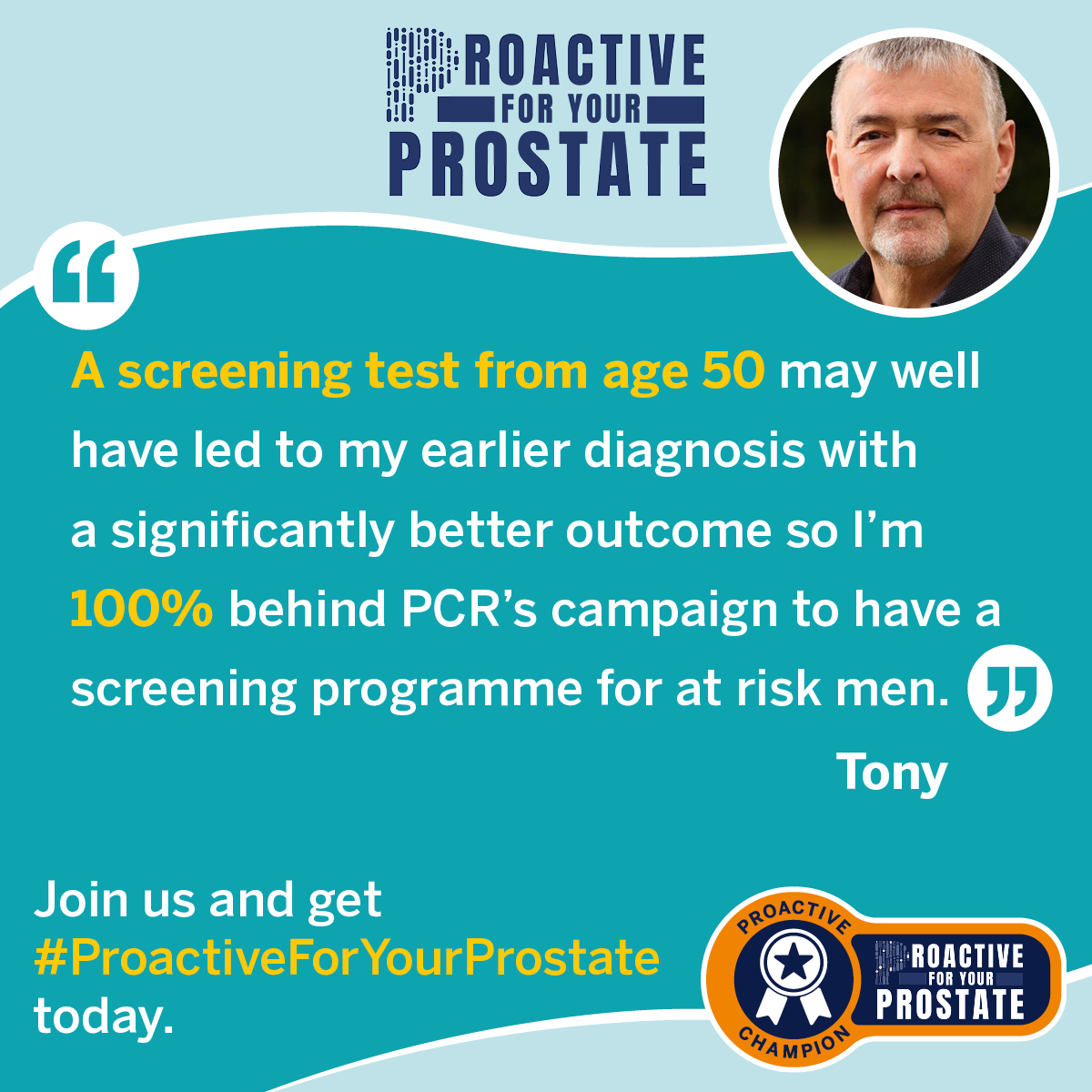 TackleProstate's tweet image. 🎗️ It’s Prostate Cancer Awareness Month!🎗️
Prostate cancer is the most common cancer in the UK, yet we still don’t have a screening programme.
Take action now: Join us & @PCR_News in the fight for screening. Contact your MP & urge them to save men's lives: ProactiveForYourProstate.co.uk