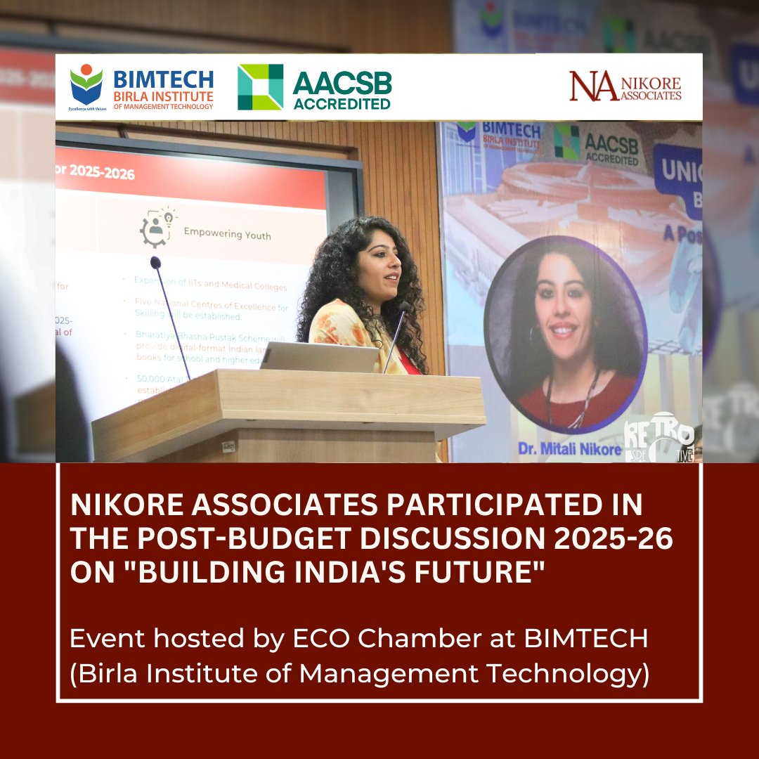 NAEconTeam's tweet image. 📢 Budget 2025 &amp;amp; India’s Future!

Nikore Associates at ECO CHAMBER’s Post-Budget Discussion at BIMTECH:

✨ 4.4% fiscal deficit for stability 📊
✨ ₹12L tax-free income to boost growth 💰
✨ Infra, EV &amp;amp; renewable push 🌱🏗️
✨ 41% female workforce participation 👩‍💼

#BIMTECH