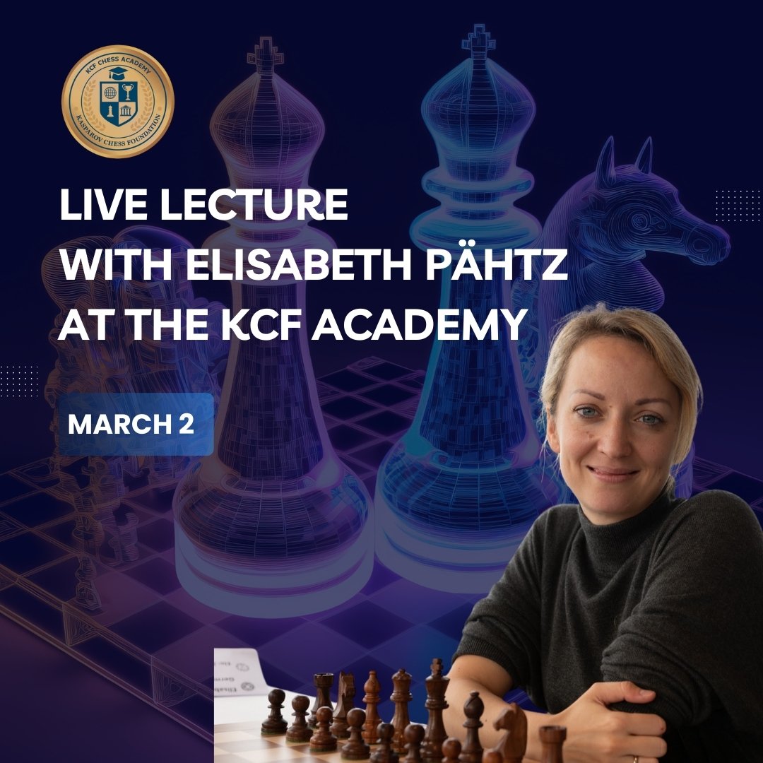 Join GM Elisabeth Paehtz at KCF Academy for an exclusive live session on March 2!

🔥 What to expect:
✅ Expert insights from Germany’s top female grandmaster
✅ Live Q&amp;A session for attendees

♟️How to join? Enroll in our Premium Package kcfacademy.org/programs/#4lev…