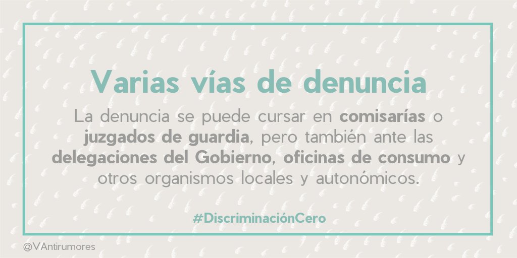 👮🧑‍⚖️ Comisarías, juzgados de guardia, delegaciones de gobierno, oficinas de consumo… Los organismos ante los que puedes presentar denuncia son amplios y variados. Que nada te frene la #DiscriminaciónCero 👉 instagram.com/vantirumores/ #ZeroDiscriminationDay #WeStandTogether