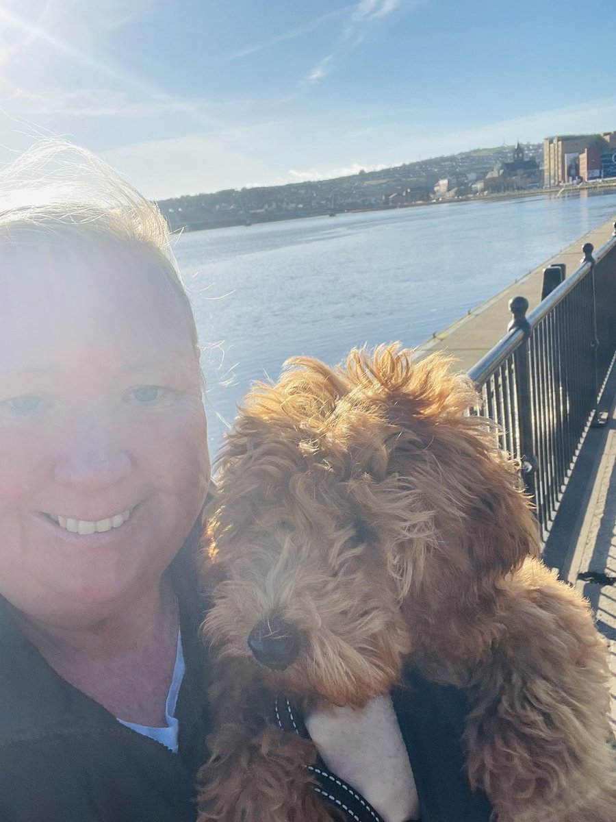 I don’t know who is encouraging who this morning🤗but we got our 12000 steps done❤️😎#coffeeanddogtreatstime