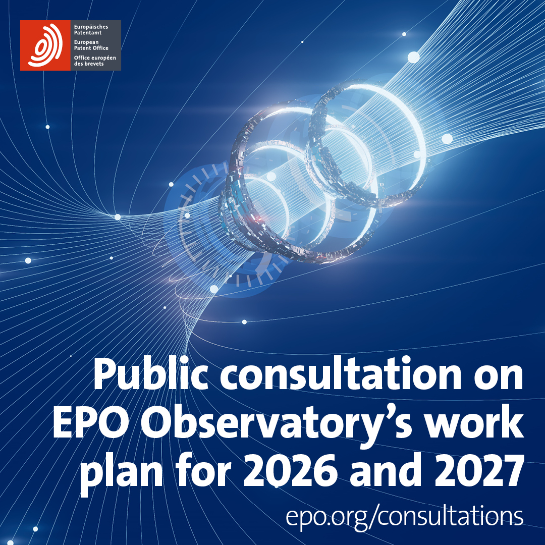 EPOorg's tweet image. 💡 Your voice matters! 
 
Take part in the public consultation on the EPO Observatory’s 2026-2027 work plan by 17 March: epo.org/consultations  

#PublicConsultation #EPOObservatory