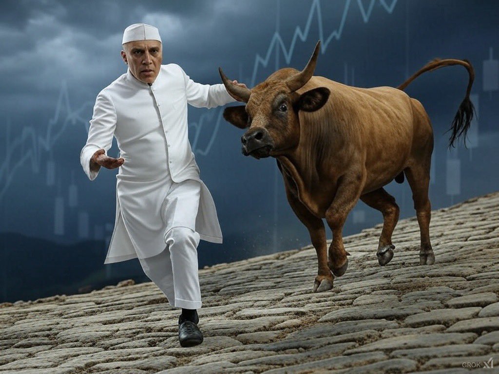 The_Nehru's tweet photo. Today, I brought the bull down by its horns and crashed the stock market!😎

Don’t blame innocent Bal Narendra! https://t.co/eqcGeWmpSI