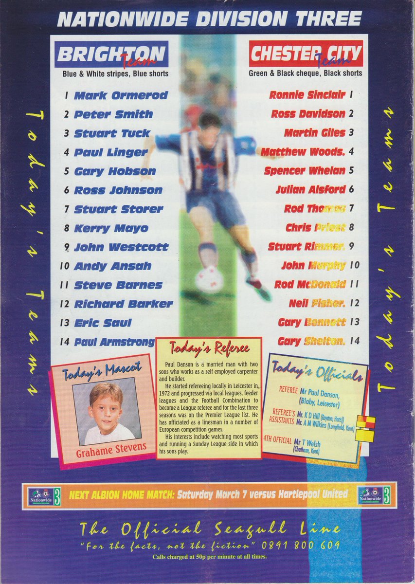 Seagulls Programmes (@seagullsprog) on Twitter photo On this day 1998, a rare win for #BHAFC in a bastard of a season, as we win 3-2 against #ChesterCity at Priestfield. <a href="/kerrymayo3/">Kerry Mayo</a> with 2 goals and Andy Ansah are the scorers. 2,510 are there to see it. seagullsprogrammes.co.uk/199798 On this day 1998, a rare win for #BHAFC in a bastard of a season, as we win 3-2 against #ChesterCity at Priestfield. <a href="/kerrymayo3/">Kerry Mayo</a> with 2 goals and Andy Ansah are the scorers. 2,510 are there to see it. seagullsprogrammes.co.uk/199798