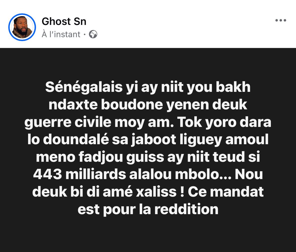 JrBirame2's tweet photo. Imaginez se lever avec 0 franc cfa et entendre que des gens ont ce patrimoine grace à tes cotisations et impôts… Miskine https://t.co/87krq6qUjA