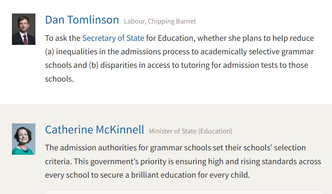 Comprehensive Future (@comp_future) on Twitter photo Well done to <a href="/Dan4Barnet/">Dan Tomlinson MP</a> for asking a very good question, and the copy paste reply is so disappointing! Sadly 11+ tuition causes huge inequality. A pat answer about 'a brilliant education for every child' isn't going to fix that. theyworkforyou.com/wrans/?id=2025… Well done to <a href="/Dan4Barnet/">Dan Tomlinson MP</a> for asking a very good question, and the copy paste reply is so disappointing! Sadly 11+ tuition causes huge inequality. A pat answer about 'a brilliant education for every child' isn't going to fix that. theyworkforyou.com/wrans/?id=2025…