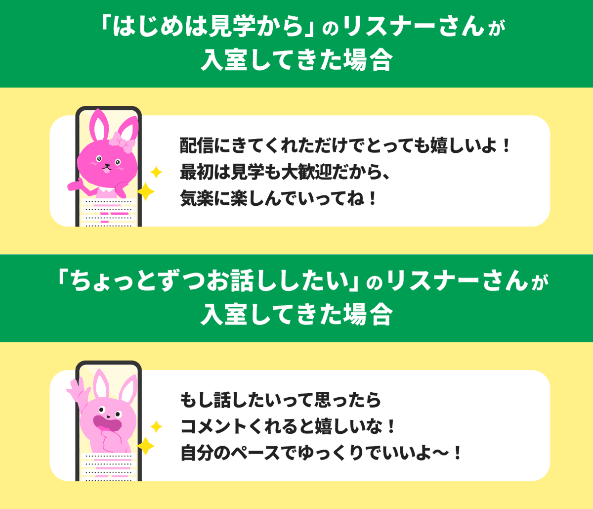 【初心者リスナーさんに合わせた歓迎をしよう✨】

3月上旬に、初心者リスナーさん向けの以下の機能がリリースされます！

2つの機能ともに、ライバーさんにとって良い点があります👍

✅入室スタイル設定
✅Pocochaの楽しみ方がわかるチュートリアル

詳細はこちら！
report.pococha.com/n/n90307fa0901f
