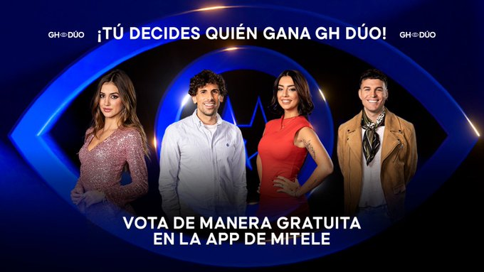 ghoficial's tweet photo. ✨ ¡TÚ DECIDES QUIÉN GANA #GHDÚO! ✨ Entra en la App de @miteleonline y VOTA YA por tu favorito #GH28F #GHSemiFinal #GH27F https://t.co/5eXl3J4PJw