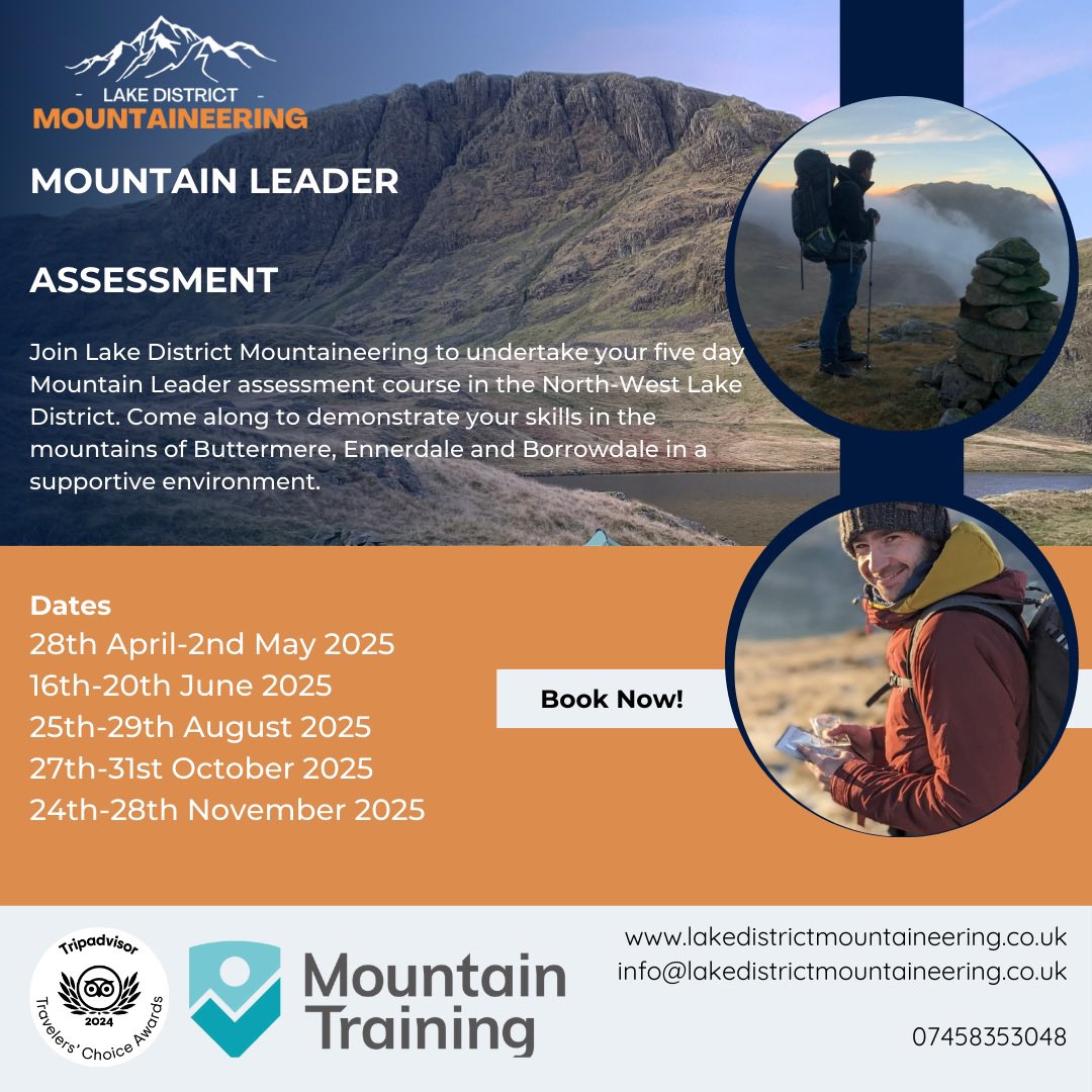 LD_Mountain_'s tweet photo. 28th April-2nd May 2025 

Next Mountain Leader assessment course - based in the Buttermere/Borrowdale valley 

https://t.co/4HYK6ZCHDH

#mountainleader #mountainleadership #outdoorskills #mountaintraining #assessment #learnleadinspire https://t.co/LXwQtmvqjT