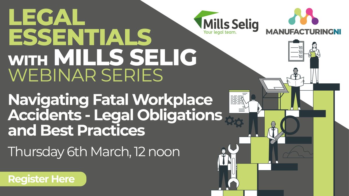 Register now for this upcoming webinar "Navigating Fatal #Workplace #Accidents – Legal Obligations and Best Practices" with Kirsten Magee, Partner in Litigation at <a href="/mills_selig/">Mills Selig</a>.

📅 Thurs, 6th March
⏰ 12 - 1pm
🌐 Register -docs.google.com/forms/d/e/1FAI…
