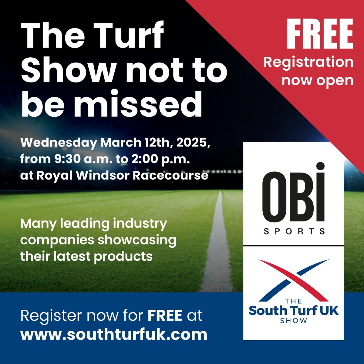 OBI Sports (@obisports1) on Twitter photo Join us at <a href="/SouthTurfUK/">SouthTurfUK</a> on the 12th of March, where the OBI team will be presenting three technical seminars:
Planning and Building of Elite Training Grounds and Academies by Charles Henderson.
Achieving Consistency in Pitches by Dale Frith.
Actionable Data by Harry Bradley. Join us at <a href="/SouthTurfUK/">SouthTurfUK</a> on the 12th of March, where the OBI team will be presenting three technical seminars:
Planning and Building of Elite Training Grounds and Academies by Charles Henderson.
Achieving Consistency in Pitches by Dale Frith.
Actionable Data by Harry Bradley.